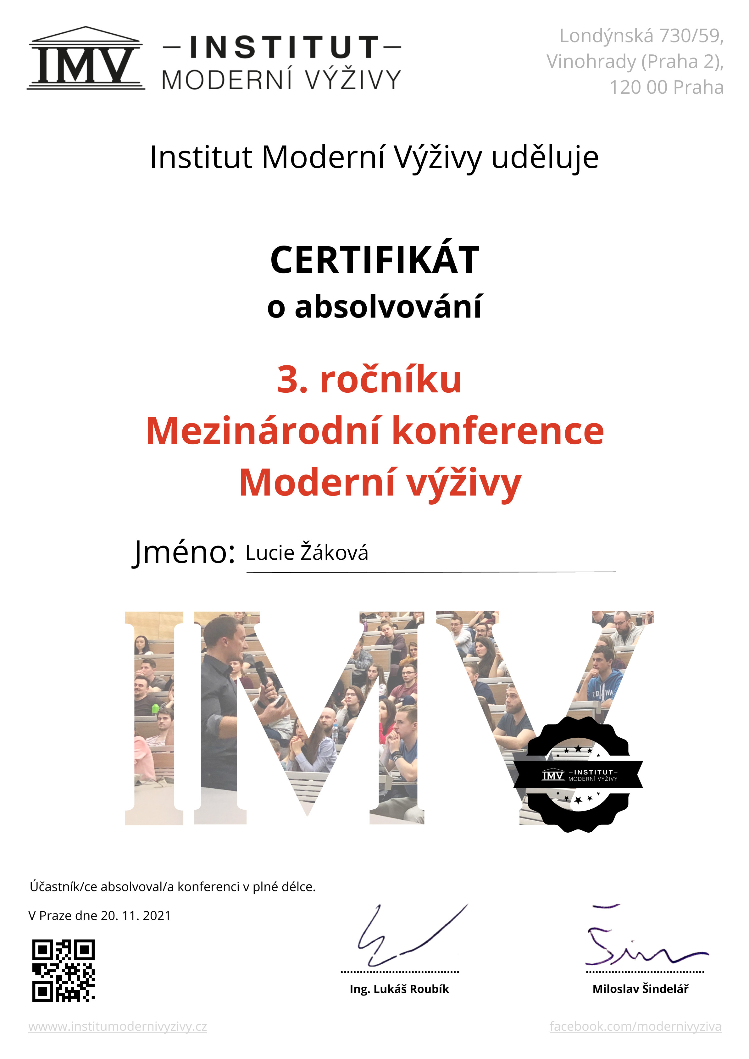 Mezinírdní konference - moderní výživa